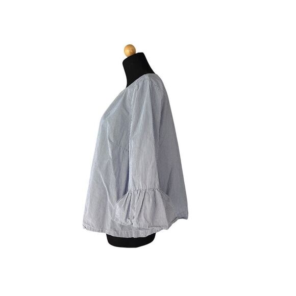 MADEWELL striped bell-sleeve top Size L G1368 In Blue/white - Picture 6 of 9